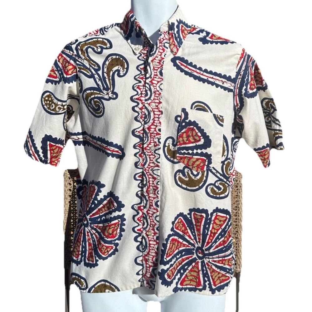 VTG 70s Hang Ten Hawaiian Shirt surfer Sz Med Made in California surfing